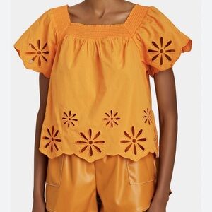 Rails Sonora cutout top in Vibrant Orange size medium. Made with organic cotton